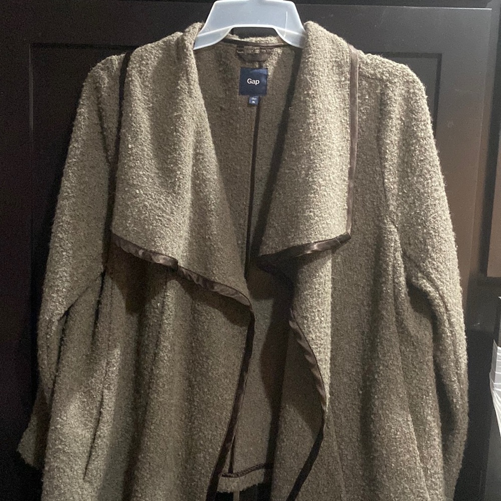 Gap Women’s Teddy Bear Sweater Cardigan Brown Jacket with pockets size XL Coat